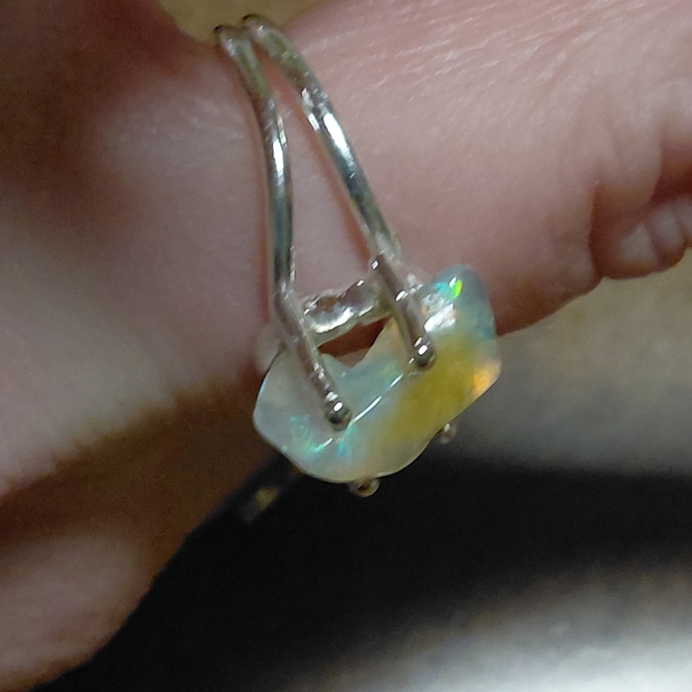 Silver Tumbled Ethiopian Opal Ring - Picture 7 of 12
